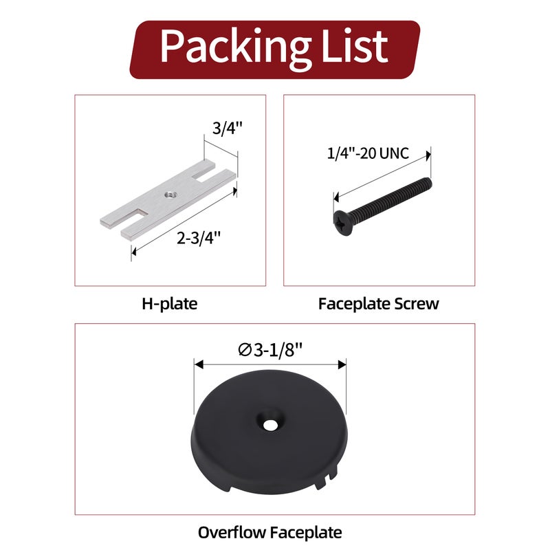 PRIMSOPH One Hole Overflow Faceplate Tub Drain Trim Kit Conversion Kit Assembly Universal Fine Coarse Thread Replacement Matte Black - Image 5